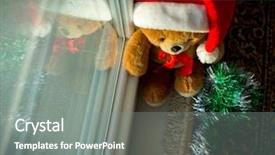  Presentation with teddy bear - Colorful slide set enhanced with happy new year smiley - santa teddy bear at home backdrop and a  colored foreground