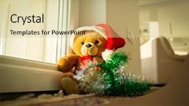  Presentation with teddy bear - Cool new slides with happy new year smiley - santa teddy bear at home backdrop and a  colored foreground