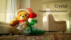  Presentation with teddy bear - Beautiful theme featuring happy new year smiley - santa teddy bear at home backdrop and a  colored foreground