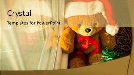  Presentation with teddy bear - Audience pleasing slides consisting of happy new year smiley - santa teddy bear at home backdrop and a  colored foreground