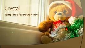  Presentation with teddy bear - Colorful presentation enhanced with happy new year smiley - santa teddy bear at home backdrop and a soft green colored foreground