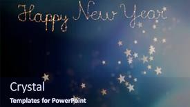  Presentation with sparkle - PPT theme consisting of happy-new-year-text-written background and a navy blue colored foreground