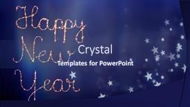  Presentation with sparkle - Audience pleasing slide deck consisting of happy-new-year-text-written backdrop and a ocean colored foreground