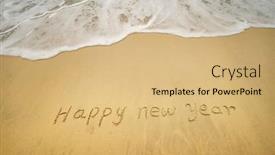  Presentation with happy new year - Theme with happy-new-year-written background and a coral colored foreground