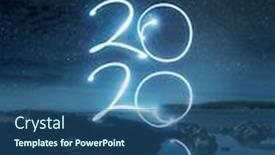  Presentation with reflecting - Colorful slide set enhanced with happy new year2020 light effect writing reflecting in water on a beach at night long exposure landscape photo composite backdrop and a ocean colored foreground