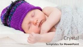  Presentation with newborn - Presentation theme enhanced with happy newborn baby girl in a purple hat background and a lemonade colored foreground