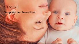  Presentation with mom baby - PPT layouts having happy-newborn-baby background and a coral colored foreground