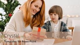  Presentation with lunch - PPT layouts with happy-nice-mother-and-son background and a coral colored foreground