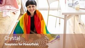  Presentation with wrapped flag - Presentation theme with happy-non-binary-person-wrapped background and a coral colored foreground