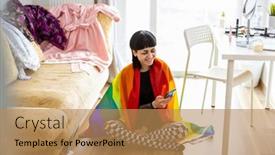  Presentation with wrapped flag - Colorful PPT theme enhanced with happy-non-binary-person-wrapped backdrop and a coral colored foreground