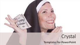  Presentation with money notes - Audience pleasing presentation consisting of happy nun holding money notes backdrop and a lemonade colored foreground