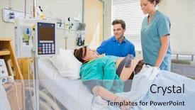  Presentation with labor delivery - Amazing slide set having happy nurse and man looking backdrop and a light blue colored foreground