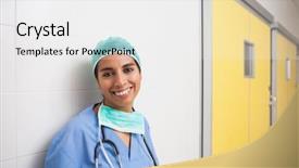 Presentation with lean - PPT theme having happy nurse leans wall background and a white colored foreground