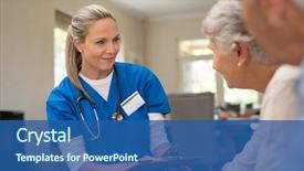  Presentation with elderly health - Beautiful presentation featuring happy nurse talking to senior backdrop and a ocean colored foreground