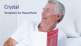  Presentation with happy birthday card - Theme enhanced with happy of senior man holding birthday greeting card background and a sky blue colored foreground