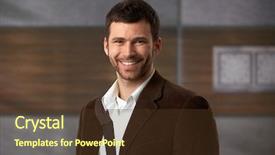  Presentation with lobby - Theme having happy office worker standing in office lobby smiling at camera background and a tawny brown colored foreground