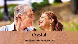  Presentation with old couple - Audience pleasing presentation theme consisting of happy old couple eating ice backdrop and a coral colored foreground