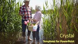  Presentation with old couple - Beautiful presentation theme featuring happy-old-couple-excited backdrop and a tawny brown colored foreground