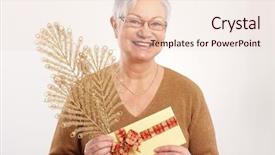  Presentation with old lady cartoon - PPT theme enhanced with silhouette of military soldier background and a black colored foreground.