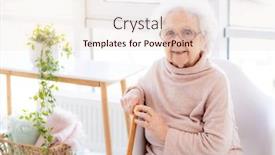  Presentation with light - Cool new slide deck with happy-old-woman-sitting backdrop and a lemonade colored foreground