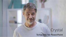  Presentation with older adult - PPT theme having happy-older-good-looking-casual background and a light blue colored foreground