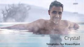  Presentation with older adult - Slides having happy-older-man-enjoying-hot background and a light blue colored foreground