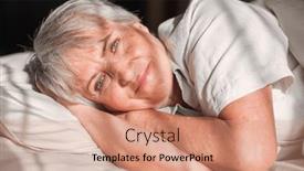  Presentation with older woman - Presentation theme with happy-older-woman-lying background and a coral colored foreground