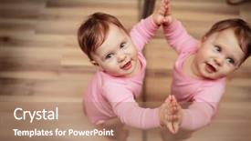  Presentation with next year - PPT theme consisting of happy one year old baby background and a coral colored foreground