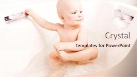  Presentation with baby bath - Beautiful slide set featuring happy one year old baby taking a bath at home backdrop and a lemonade colored foreground