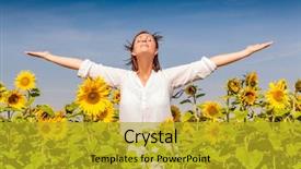  Presentation with breathing - PPT layouts consisting of happy outstretced arms deep breathing background and a gold colored foreground