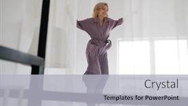  Presentation with silk - Presentation with happy-overjoyed-woman-wearing-silk background and a light gray colored foreground