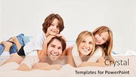  Presentation with children parents - Beautiful presentation theme featuring happy-parents-and-their-two backdrop and a coral colored foreground