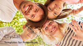  Presentation with children parents - PPT theme featuring happy-parents-and-two-children background and a  colored foreground