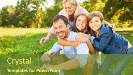  Presentation with play children - Slide set consisting of happy-parents-and-two-children background and a tawny brown colored foreground