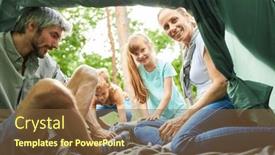  Presentation with camping - PPT theme enhanced with happy-parents-camping-with-son background and a  colored foreground