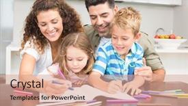  Presentation with children parents - Beautiful PPT layouts featuring happy parents colouring with their backdrop and a coral colored foreground