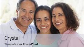  Presentation with teenage - Colorful slides enhanced with happy parents day - couple with their teenage daughter backdrop and a light gray colored foreground