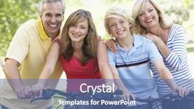  Presentation with cycling - Amazing PPT theme having happy parents day - family cycling through a park backdrop and a teal colored foreground