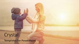  Presentation with happiness - Theme with happy parents day - happiness mother and son background and a coral colored foreground