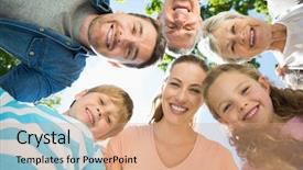  Presentation with extended family - Audience pleasing presentation design consisting of happy parents day - low angle portrait backdrop and a coral colored foreground