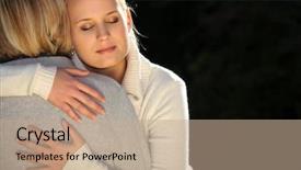  Presentation with teenage - Slide set with happy parents day - mother and her teenage daughter background and a coral colored foreground