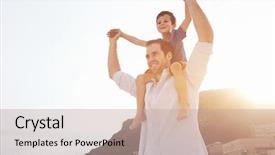  Presentation with sunset beach - PPT layouts enhanced with happy parents day - son on fathers shoulders background and a mint green colored foreground