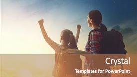  Presentation with dental mother and child - Presentation theme with happy parents day - two travelers at sunset mother background and a red colored foreground