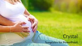  Presentation with expecting parents - Beautiful PPT theme featuring happy parents expecting baby pregnant backdrop and a yellow colored foreground
