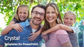  Presentation with children parents - Amazing presentation theme having happy parents giving piggy back backdrop and a ocean colored foreground