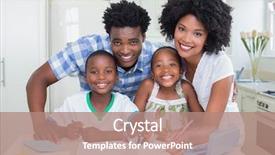  Presentation with helping - Amazing slide set having happy parents helping children backdrop and a  colored foreground