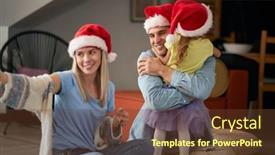  Presentation with happy holiday - Beautiful theme featuring happy-parents-spening-christmas-time backdrop and a tawny brown colored foreground