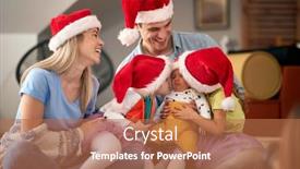  Presentation with christmas kids - Slide set enhanced with happy-parents-spening-christmas-time background and a coral colored foreground