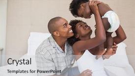  Presentation with baby girl - Beautiful slides featuring happy parents with baby girl backdrop and a light gray colored foreground