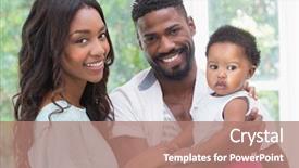  Presentation with baby girl - Slide set having happy parents with baby girl background and a coral colored foreground